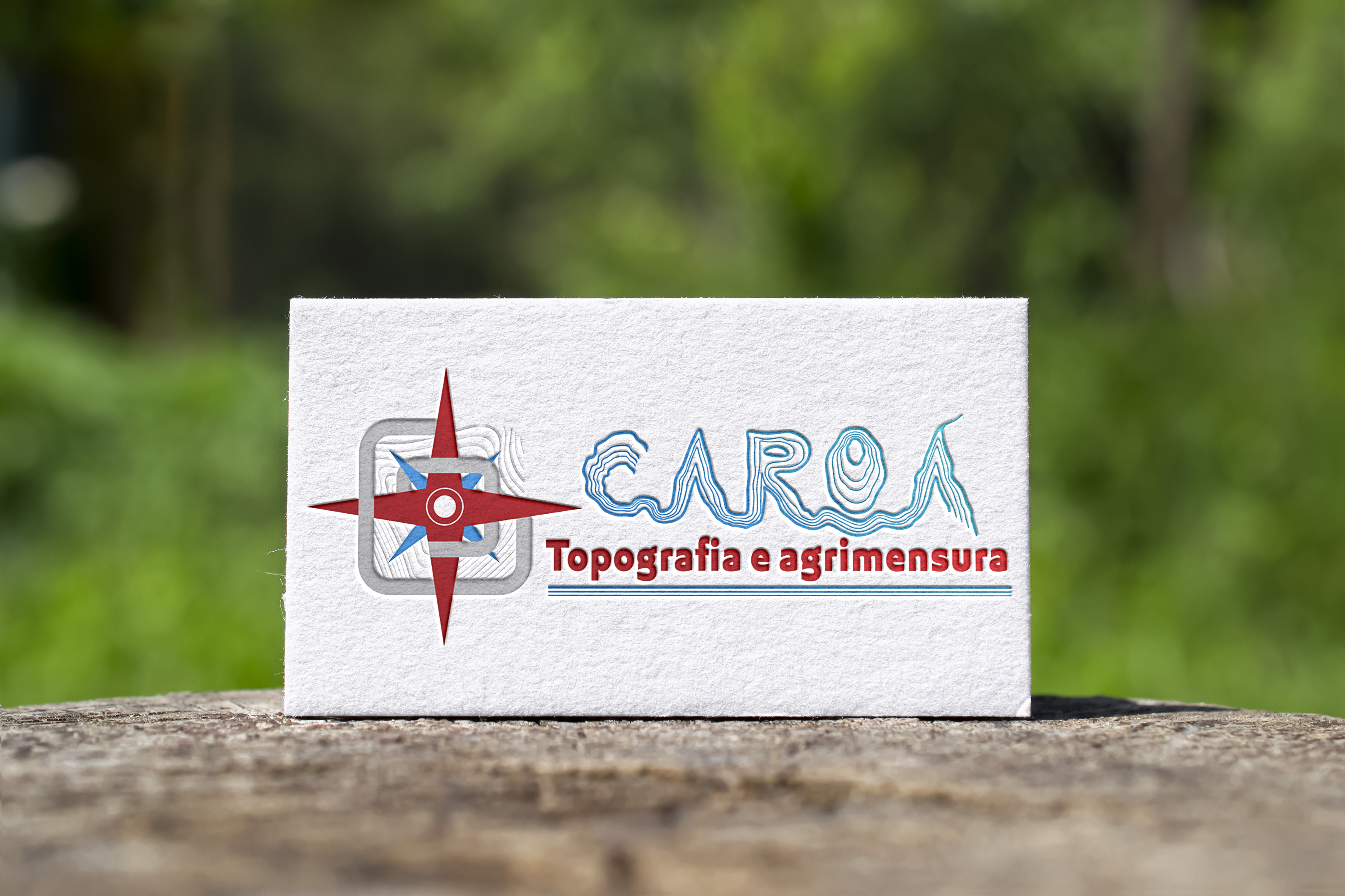 Letterpress Business Card Logo Mockup outdoor greenery scene